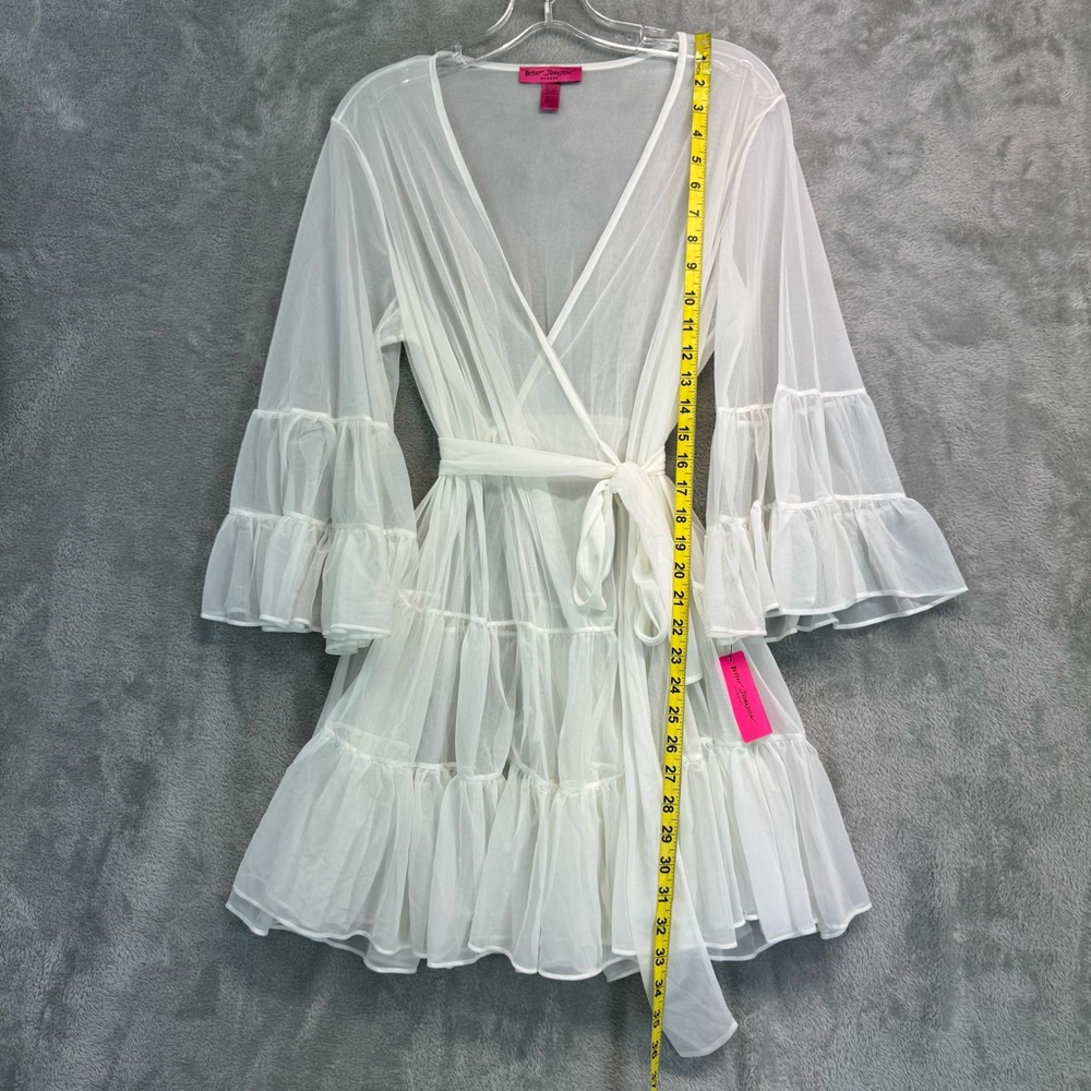 Vintage Betsey Johnson Intimates OS Robe Tricot Sheer Ruffles - Picture 4 of 6